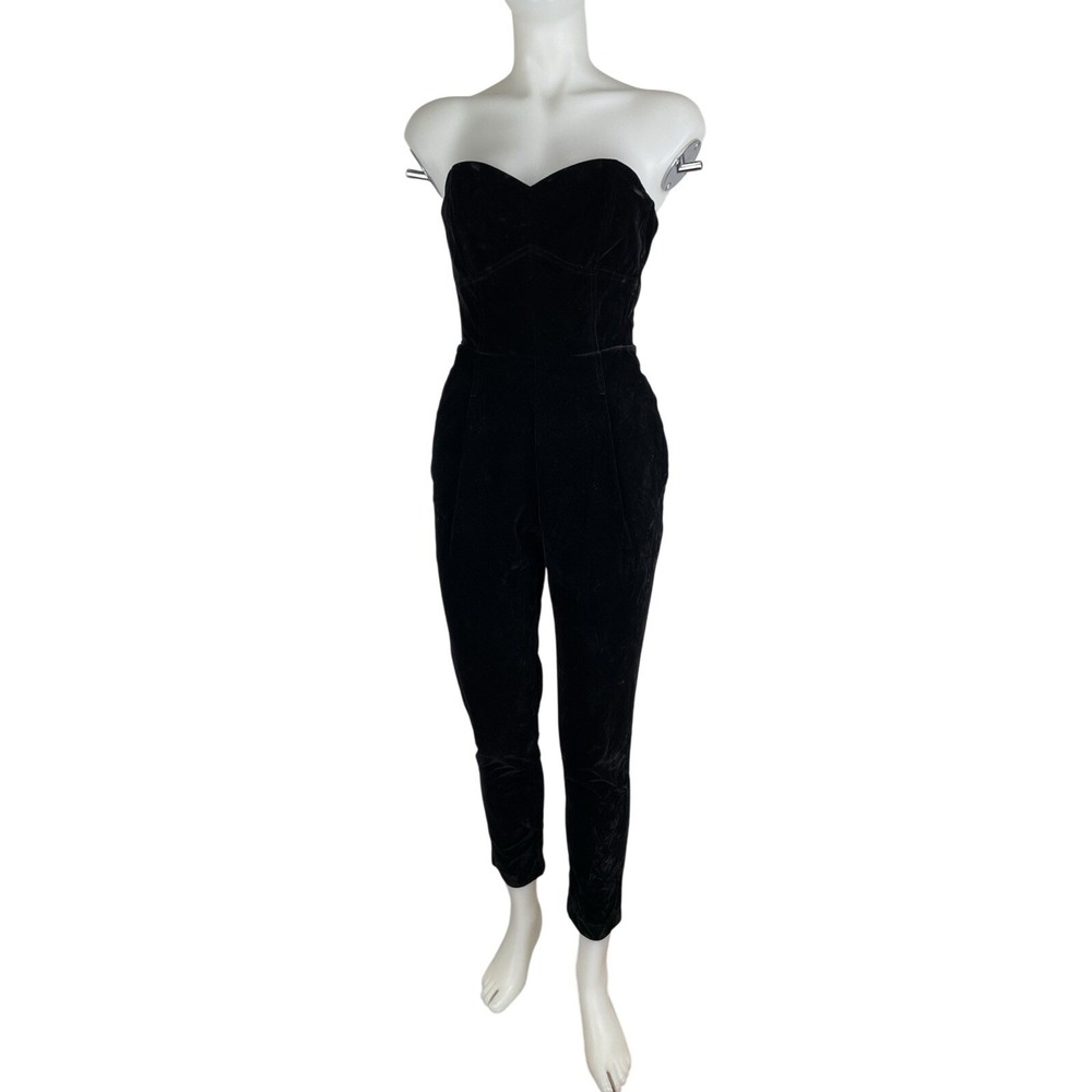 Velvet Jumpsuit Strapless Adelyn Rae Black SZ XS